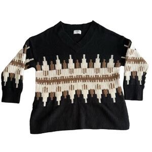 OLD NAVY Southwest Aztec Knit Sweater Black Brown Cream Geometric Rustic Boho XL